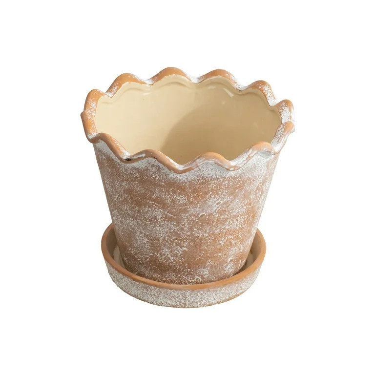 My Texas House 8" Wave Terracotta Ceramic Planter Pot, Indoor & Outdoor Use | Walmart (US)