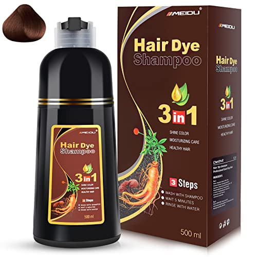 JUANCHI Hair Dye Shampoo 3 in 1 for Gray Hair, Hair Coloring Shampoo Organic Natural Hair Dye Plant Essence Hair Color Dye Shampoo for Women Men (Chestnut Brown) | Amazon (US)