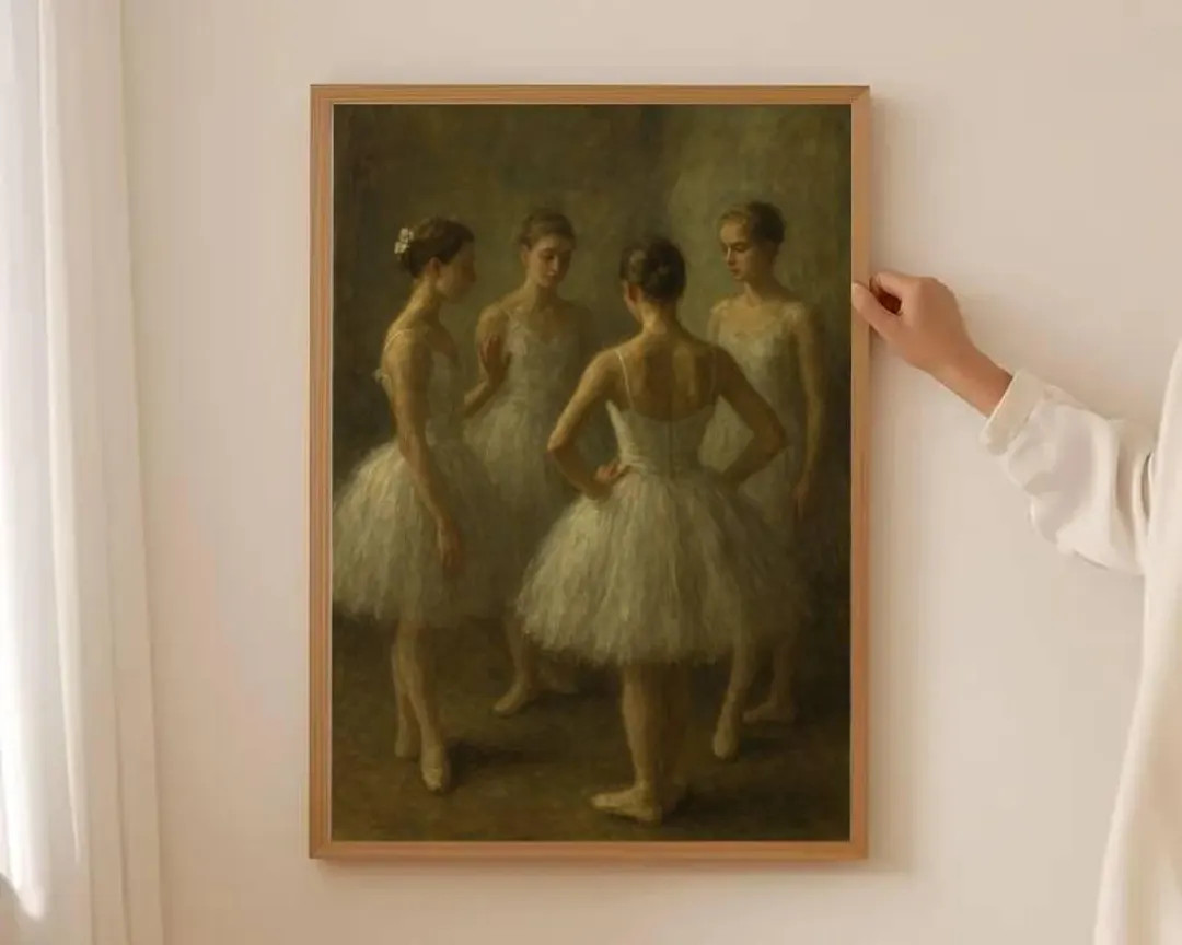 Ballerina Canvas Print: Vintage Oil Painting Style Dance Studio Decor - Etsy | Etsy (US)