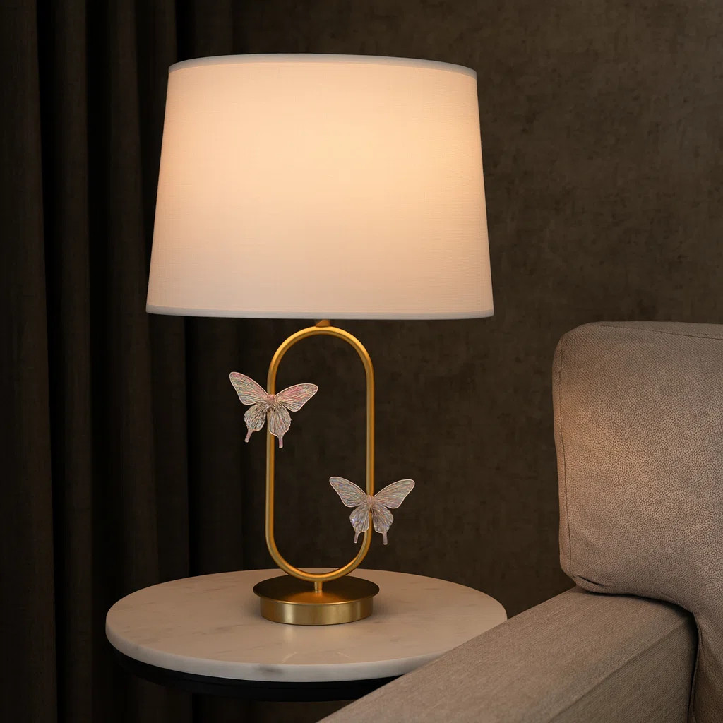 Mercer41 Modern Accent Table Lamp With Butterfly Accent On Base - Whimsical Small Table Lamp For ... | Wayfair North America