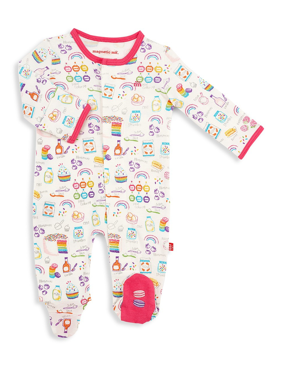 Magnetic Me Baby Girl's Rainbow Sprinkles Organic Cotton Magnetic Footie - Size Newborn | Saks Fifth Avenue