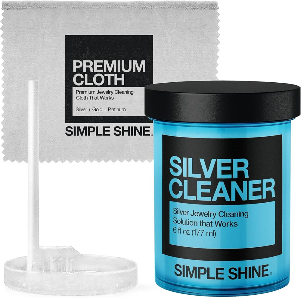 Silver Jewelry Cleaning Kit | Includes Jewelry Cleaning Solution, Jewelry Cleaner Cloth and Dip T... | Amazon (US)