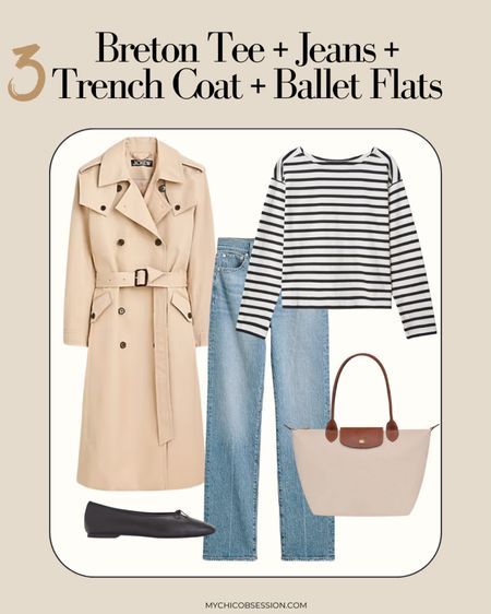 Looking for a no fail outfit idea using clothing pieces you already have? Transform your wardrobe basics into these foolproof outfit combinations! 💁‍♀️

You can’t go wrong with a Breton tee, jeans, trench coat, and ballet flats 

#LTKSpringSale #LTKover40 #LTKSeasonal