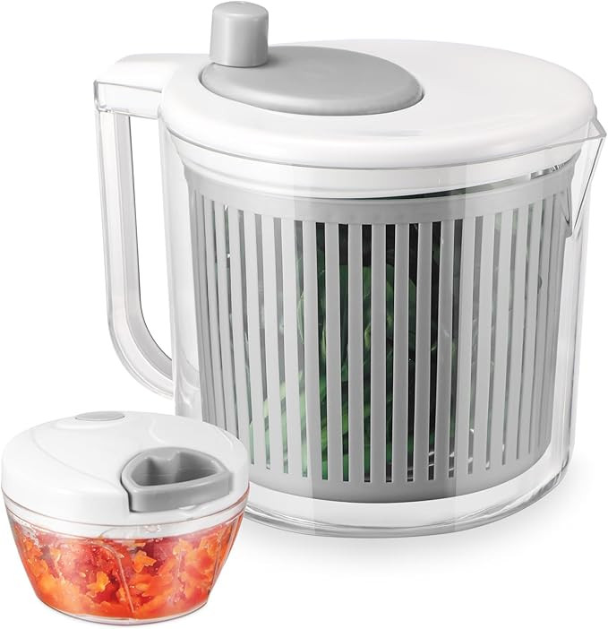 Salad Spinner with Vegetable Chopper Set, Grey, Efficient Drying and Cutting Tool for Lettuce and... | Amazon (US)