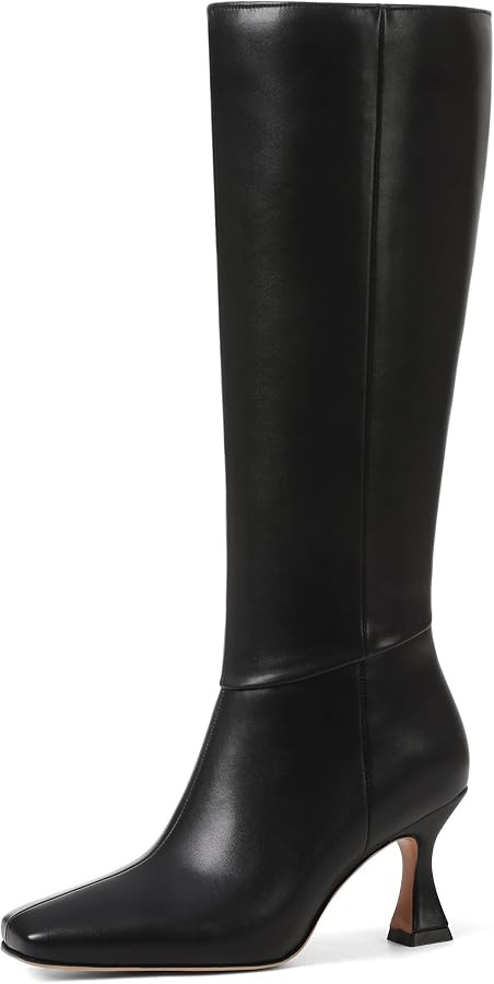 VOMIRA Knee High Boots Women Square Toe Kitten Heel Boot | Amazon (US)