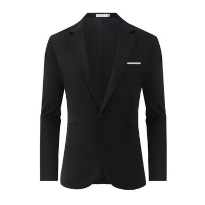 Men's Casual Blazer Jacket One Button Suit Jackets Lightweight Slim Fit Sport Coat Black M | Target
