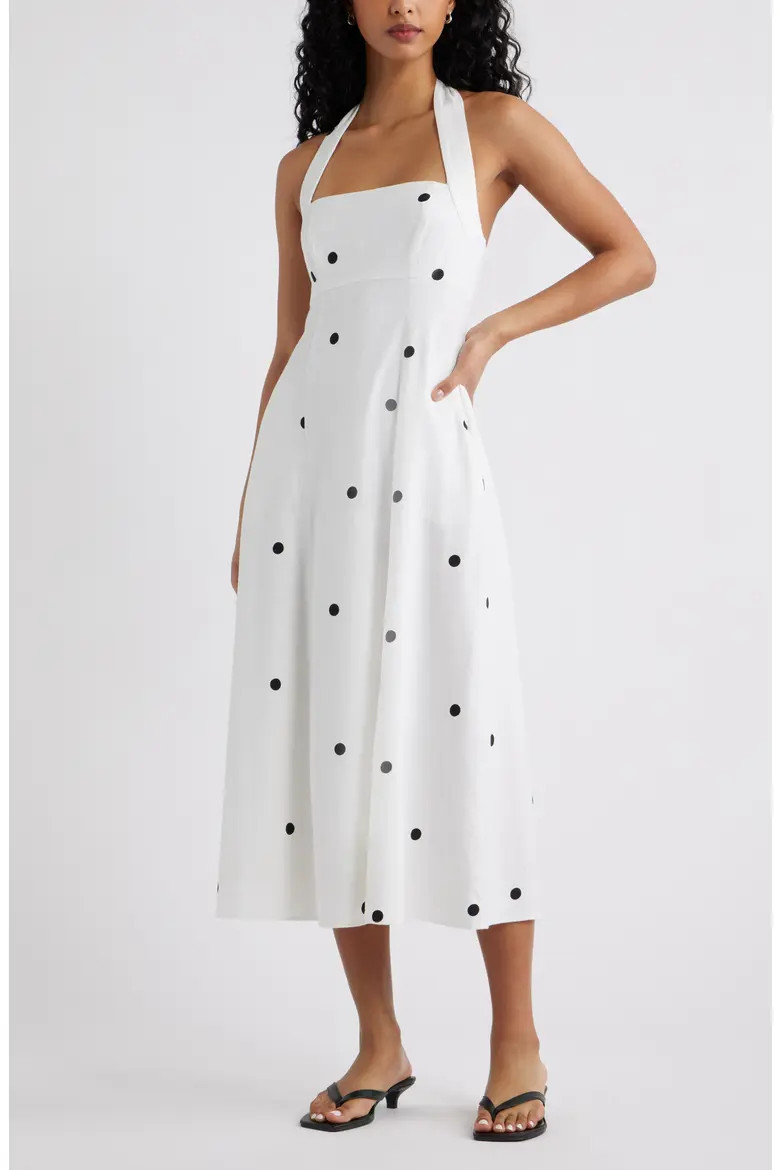 Linen Blend Halter Midi Dress (Women) | Nordstrom | Nordstrom