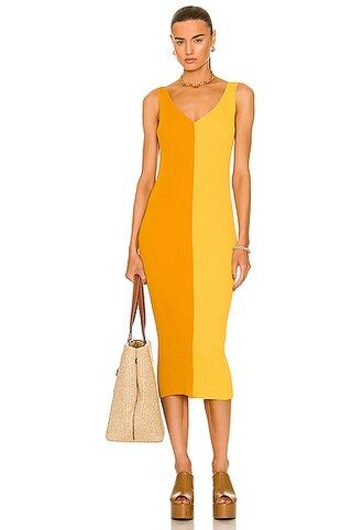 Staud Dana Dress in Honey & Goldie | FWRD | FWRD 