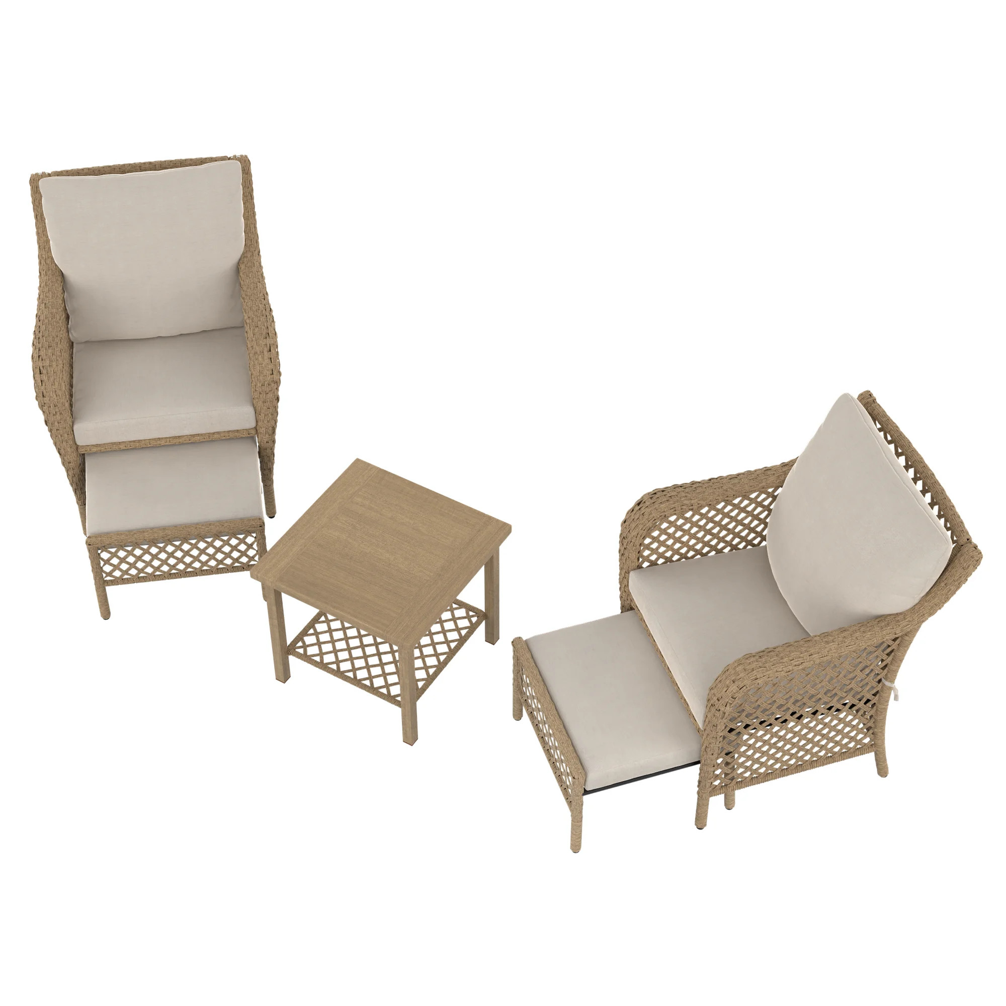 HOMETRENDS Belmont 5-Piece Steel Outdoor Chat Set with Ottomans and Cushions, Oatmeal | Walmart (CA)