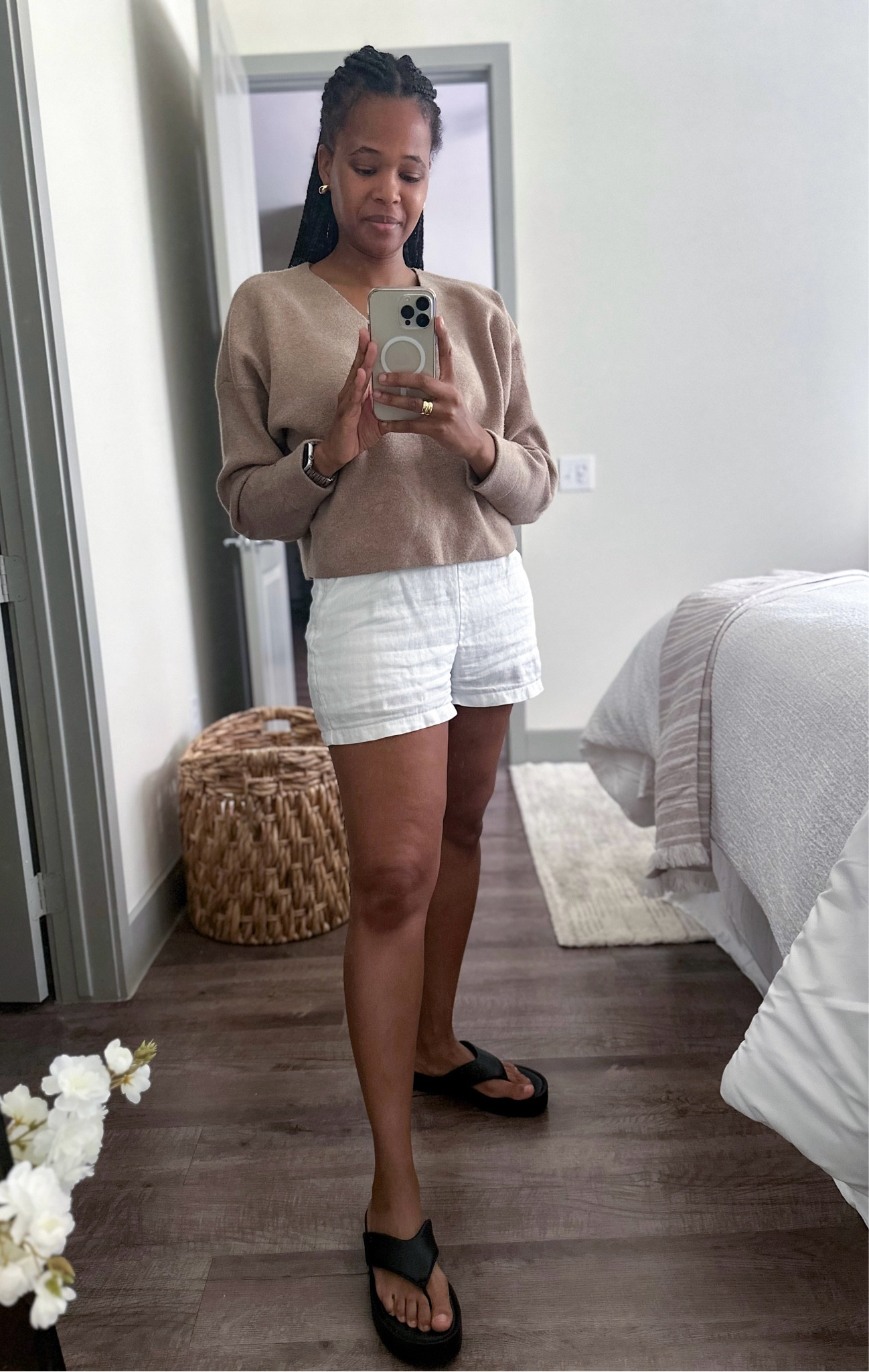 5.1.24 Style file

Tan cropped sweater (old, similar linked)

White linen shorts (old)

Black platform flip-flops (newly added)

#LTKSeasonal #LTKshoecrush #LTKstyletip
