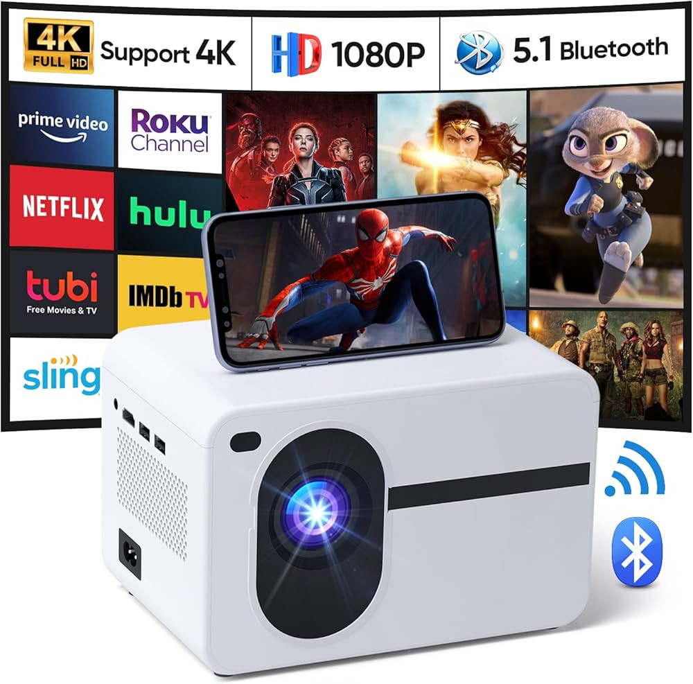 Projector with WiFi and Bluetooth, 500 ANSI Mini Projector 18000L Home Theater Video Projector, E... | Amazon (US)