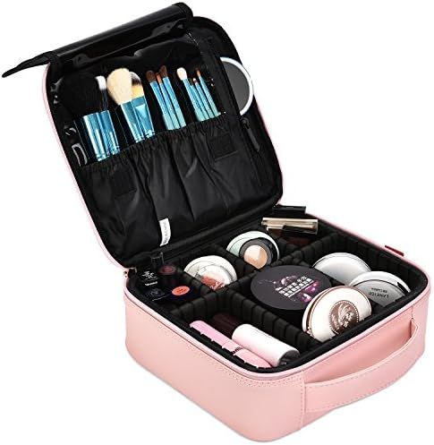 NiceEbag Makeup Bag Travel Cosmetic Bag for Women Cute Makeup Case Large Leather Cosmetic Train C... | Amazon (US)