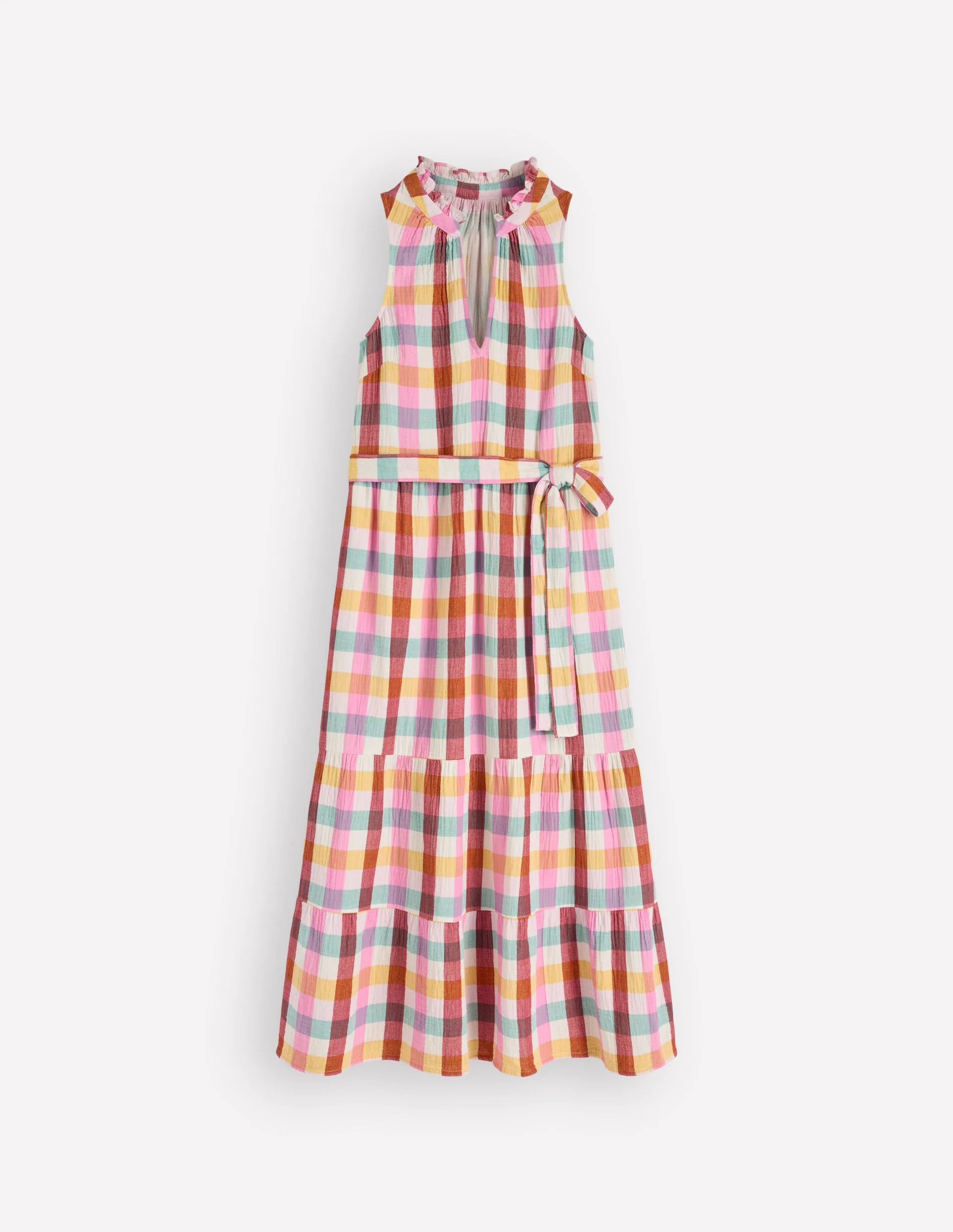 Viv Double Cloth Maxi Dress-Multi Check | Boden (US)