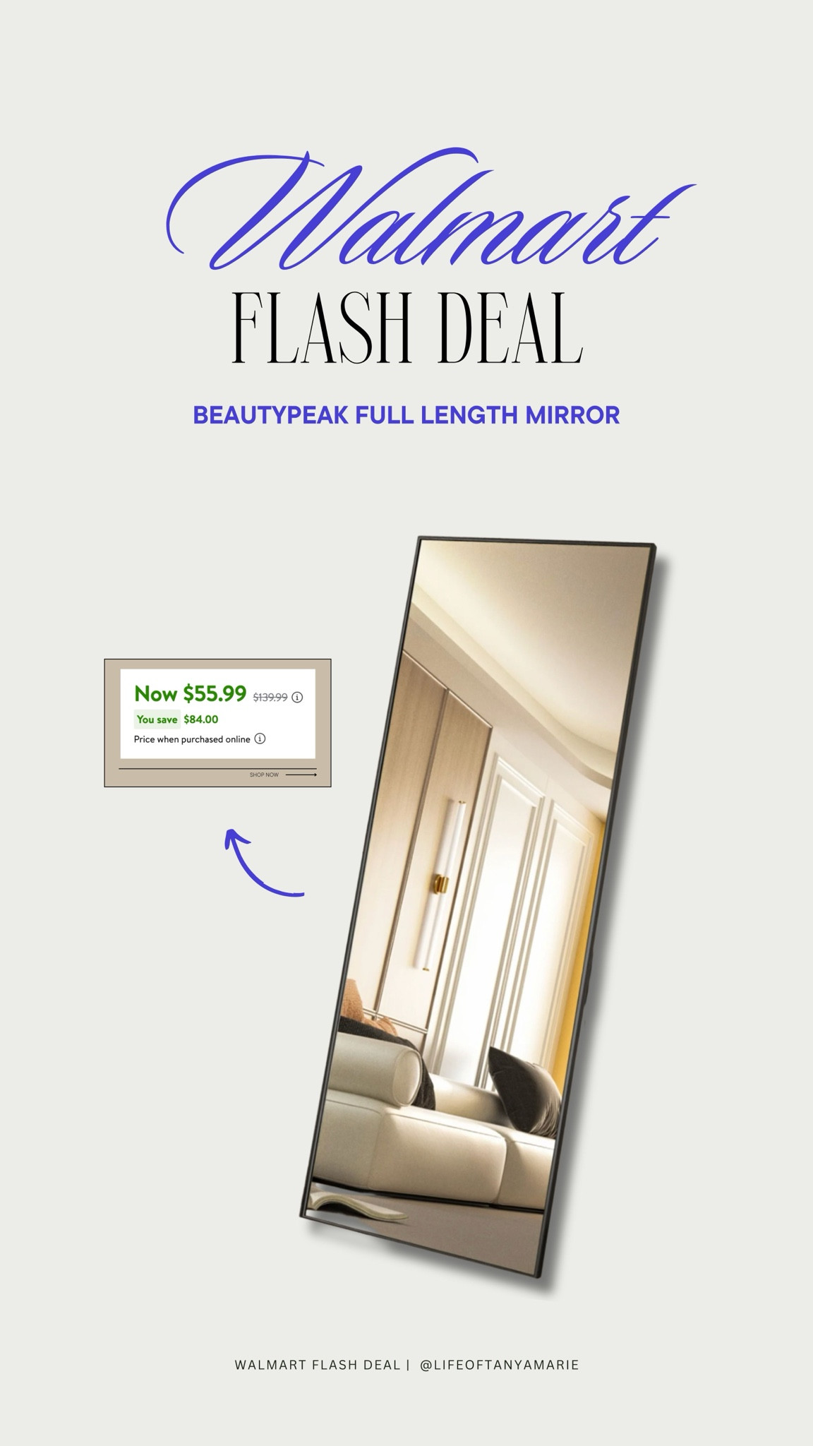 Walmart flash deal: Full length mirror

#LTKFindsUnder100 #LTKHome #LTKSaleAlert
