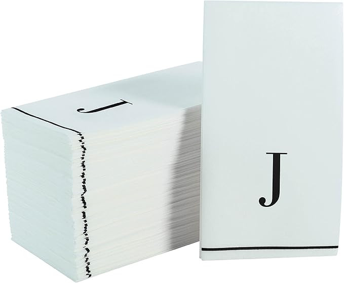 56 Pack Monogram Napkins, Letter J Initial, Disposable, Premium Airlaid, Linen Feel, Decorative T... | Amazon (US)