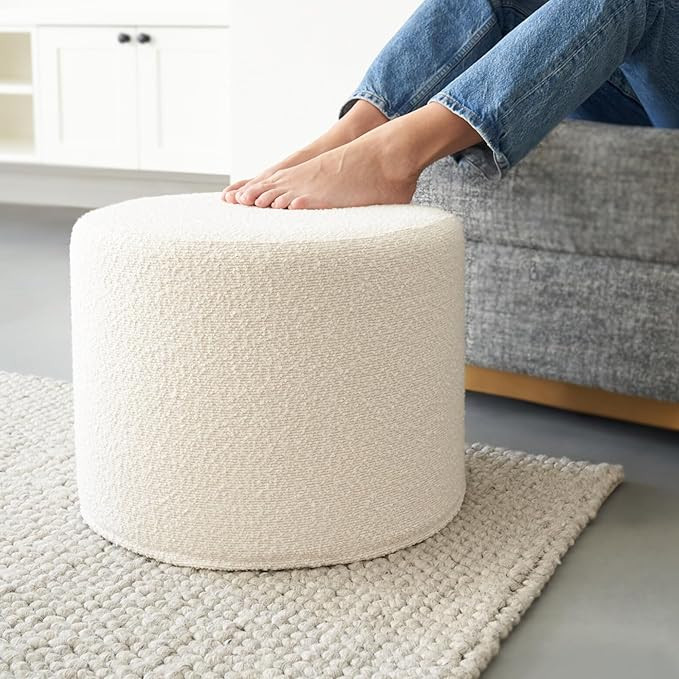 ZICOTO Beautiful Boucle Pouf Ottoman and Foot Rest - Elevate Your Living Room Decor with Lightwei... | Amazon (US)