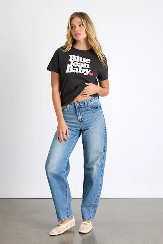 Baggy Dad Medium Wash Barrel Jeans | Lulus