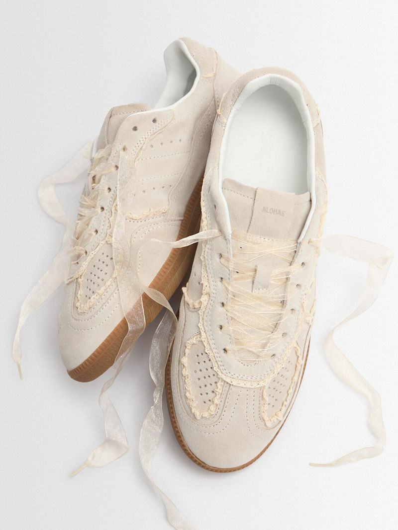 Crochet & leather lace-up sneakers | Luisaviaroma