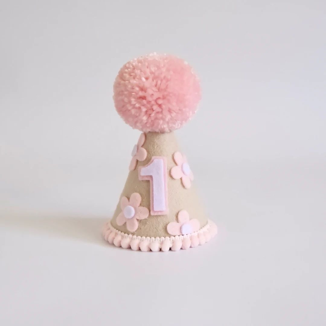 Natural Pink Daisy Party Hat | Natural Pink Daisy Birthday Hat | First Birthday | Birthday Party ... | Etsy (US)
