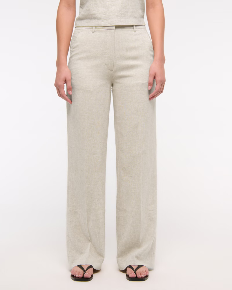 Women's Tailored Linen-Blend Wide Leg Pant | Women's Bottoms | Abercrombie.com | Abercrombie & Fitch (US)