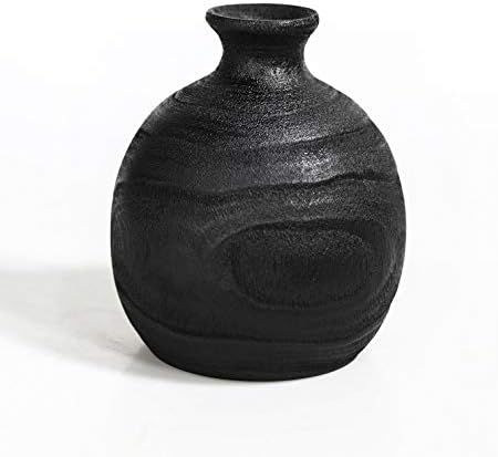 Amazon.com: Handmade Wood Vase Black Wooden Flower Vase Decorative Centerpiece for Home Table Dec... | Amazon (US)