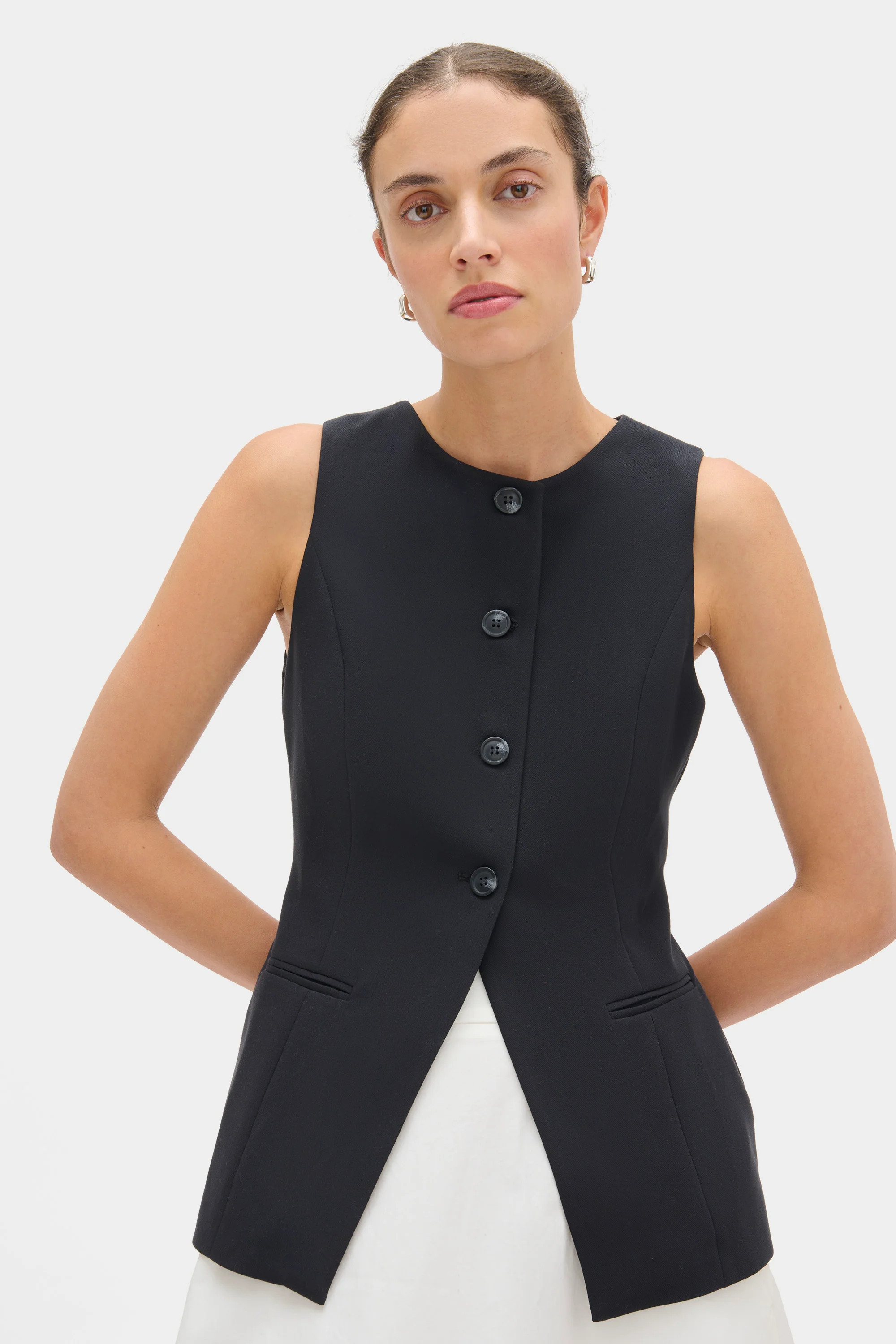 ALIGNE Long Waistcoat - Black | Leo | ALIGNE UK & EU