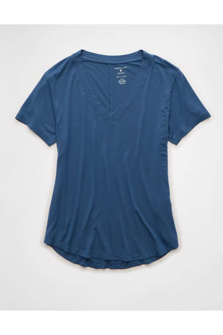 AE Soft & Sexy V-Neck T-Shirt Women's Navy XXS | American Eagle Outfitters (US & CA)