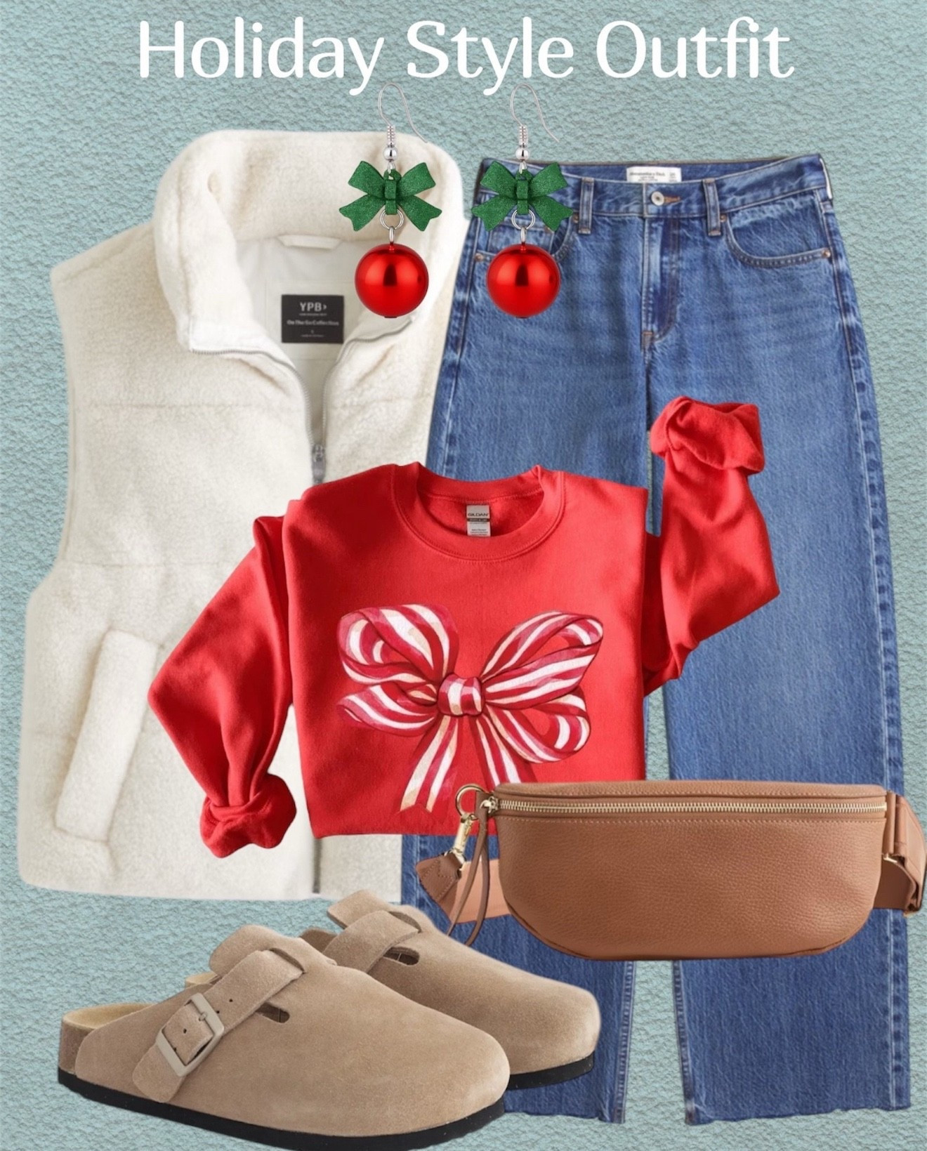 🎄❤️This holiday style outfit is all about comfort and cheer! Pair a cozy and festive sweater with wide-leg jeans, a fuzzy vest, and cute neutral clogs for the perfect casual Christmas look. Don’t forget the statement earrings for that extra holiday sparkle! 




Sherpa puffer vest, teddy vest, holiday outfit, Christmas outfit ideas, casual holiday look, cozy Christmas style, winter outfit inspo, festive outfit for women, holiday fashion 2025, Christmas bow sweatshirt, wide leg jeans outfit, neutral clogs, holiday accessories
#LTKShoeCrush

#LTKHoliday #LTKSeasonal #LTKootd #LTKGiftGuide