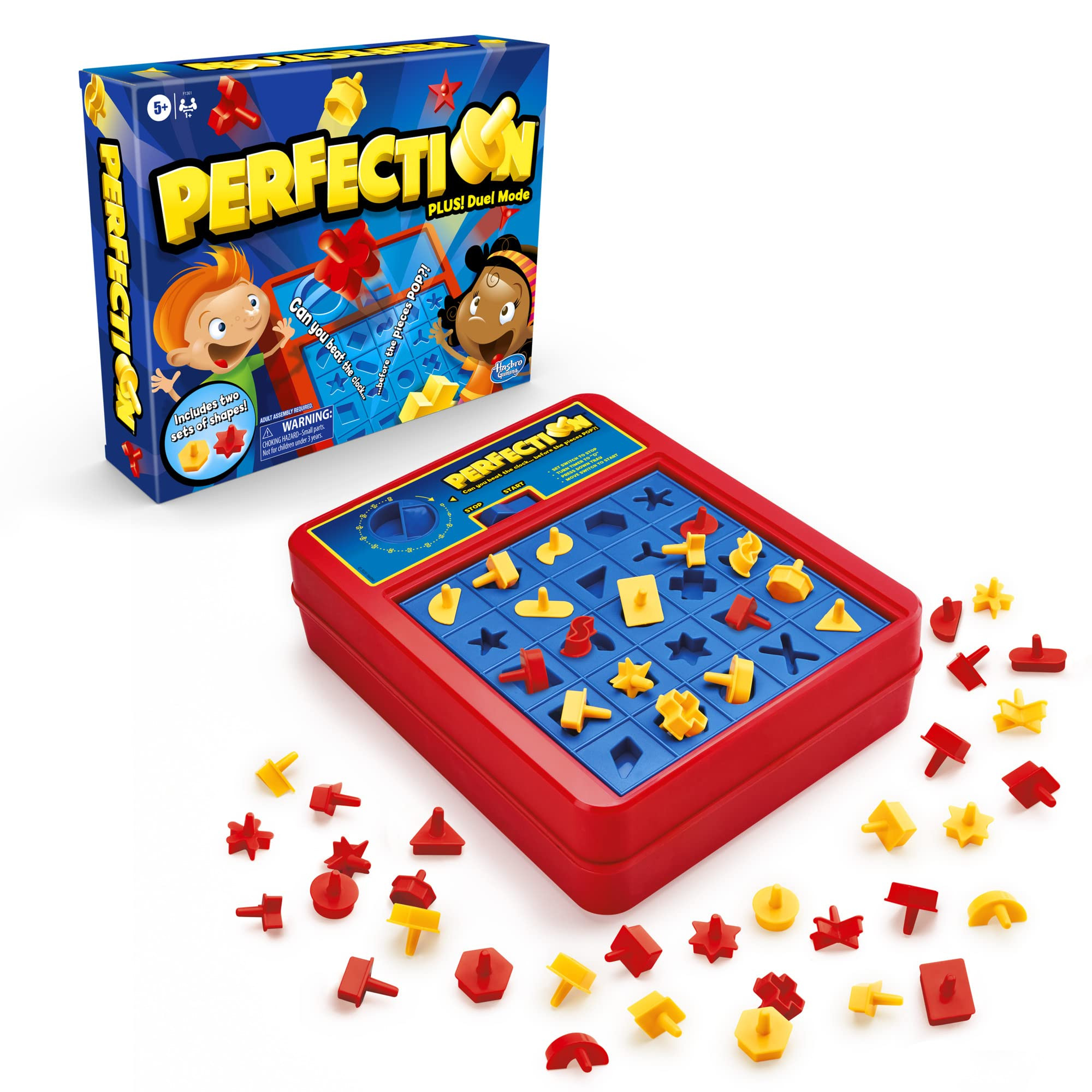 Hasbro Gaming Perfection Plus 2-Player Duel Mode Popping Shapes and Pieces Ages 5 and Up, Easter ... | Amazon (US)