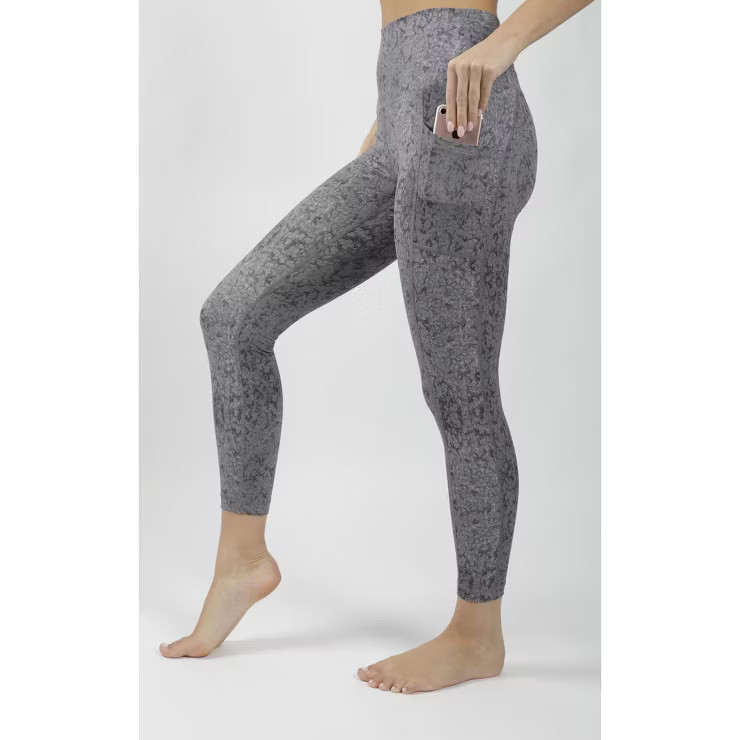 Yogalicious - Women's Nude Tech Water Droplet High Waist Side Pocket Ankle Legging | Target