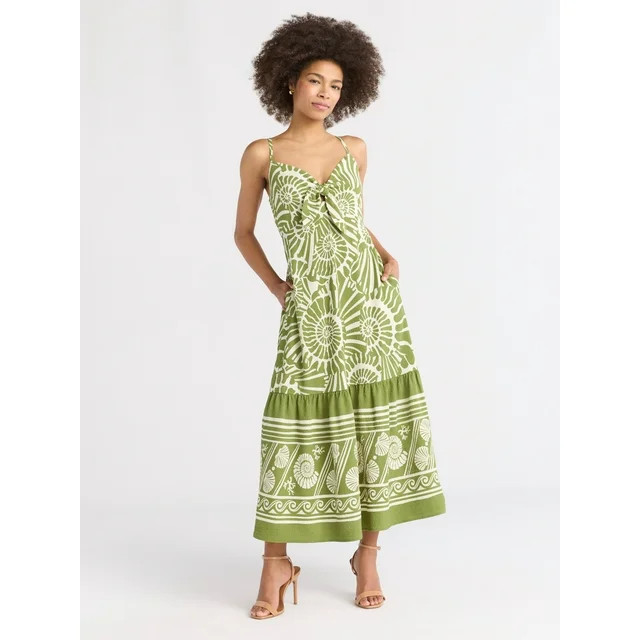 Sofia Jeans Women's and Women's Plus Tie Front Maxi Dress, Sizes XS-4X | Walmart (US)