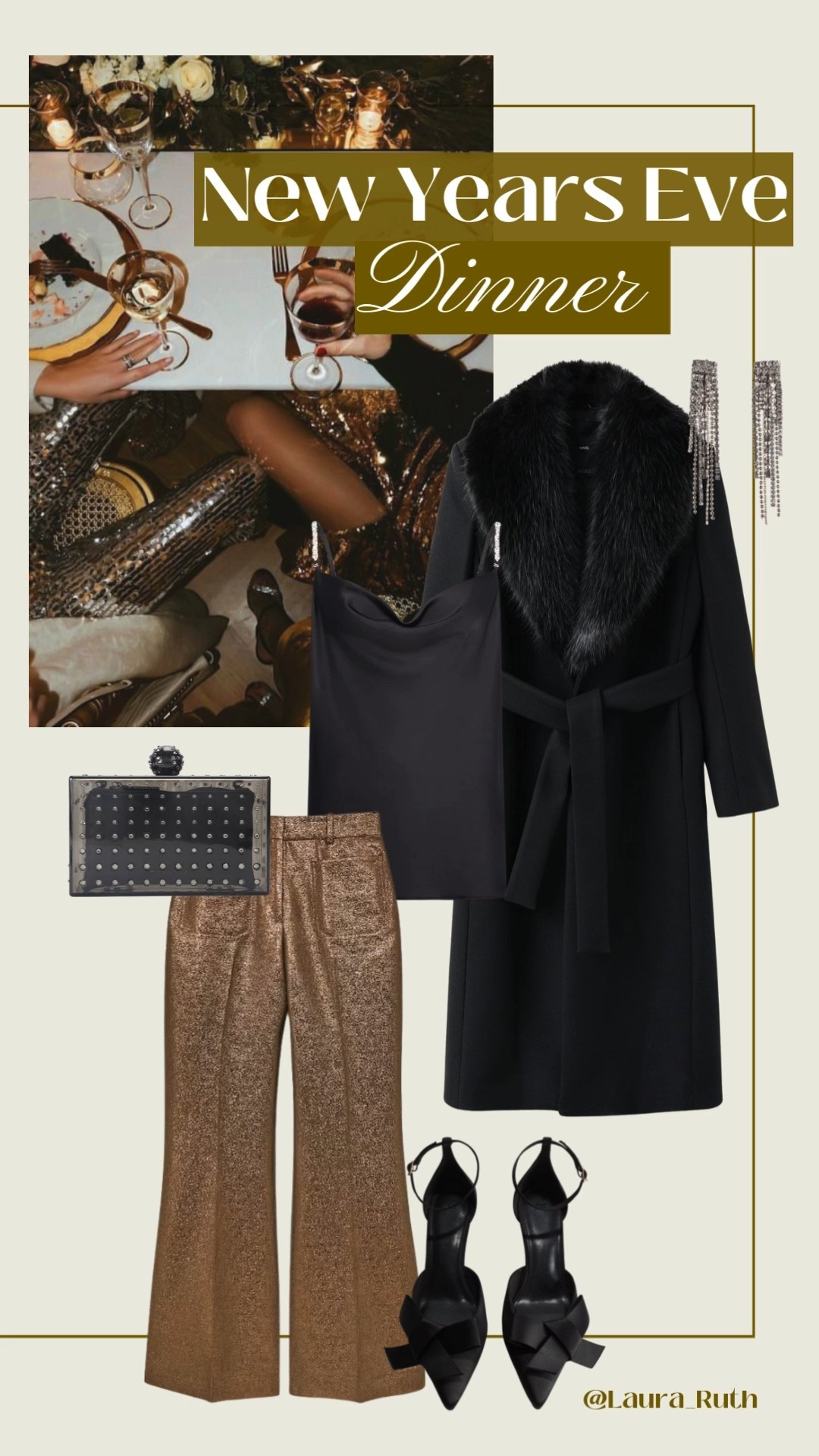 New Year’s Eve dinner outfit ✨🥂 Elegant, understated, and still festive, metallic trousers, a silky cami, and faux fur for a chic night out. Perfect for a special dinner to ring in the new year 🖤 Faux fur coats, belted faux fur coats, nye outfit ideas, New Year’s Eve outfit ideas, sequinned midi skirts

#LTKuk #LTKpartywear #LTKfestive