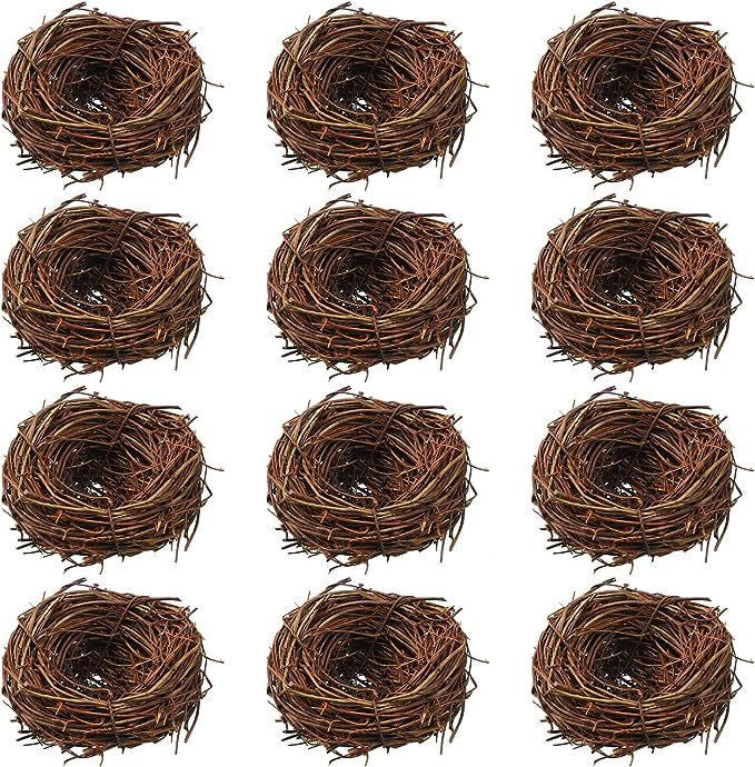 12 Pcs Easter Artificial Bird Nest for Crafts Rattan Bird Nests Handmade Natural Easter Nest Deco... | Amazon (US)