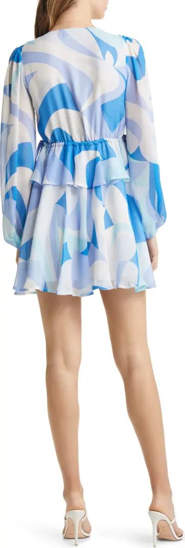 VICI Collection Abstract Print Long Sleeve Babydoll Dress | Nordstrom | Nordstrom