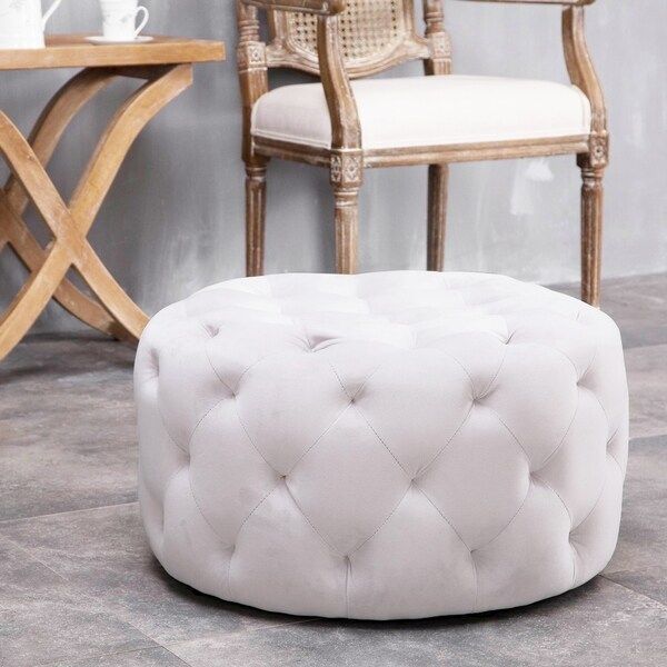 Warehouse of Tiffany Meerna 24-inch Round Tufted Padded Ottoman (Optional Colors) | Bed Bath & Beyond