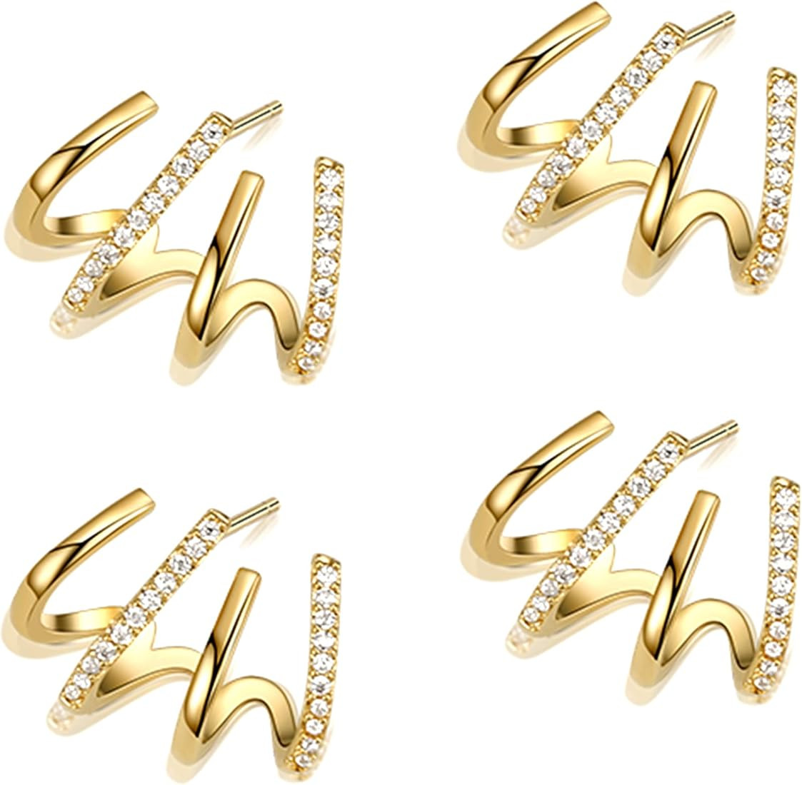 Claw Earring Cuff Zircon Needle Stud Ear Cuffs Gold Claw Earrings for Women Dainty Minimalist Huggie | Amazon (US)