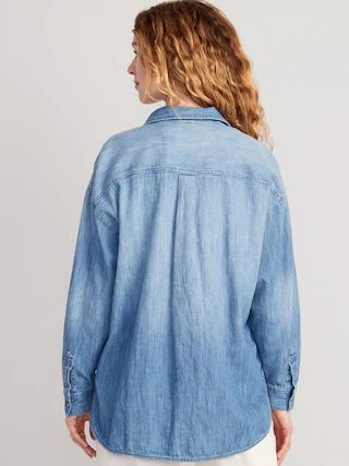 Oversized Jean Boyfriend Shirt for Women | Old Navy (US)