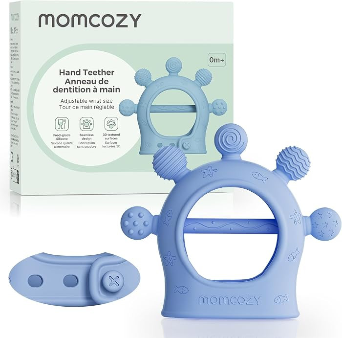 Momcozy Baby Teether Toys | Silicone Teether for 0-12 Months | Baby Teething Relief | Blue | Amazon (US)