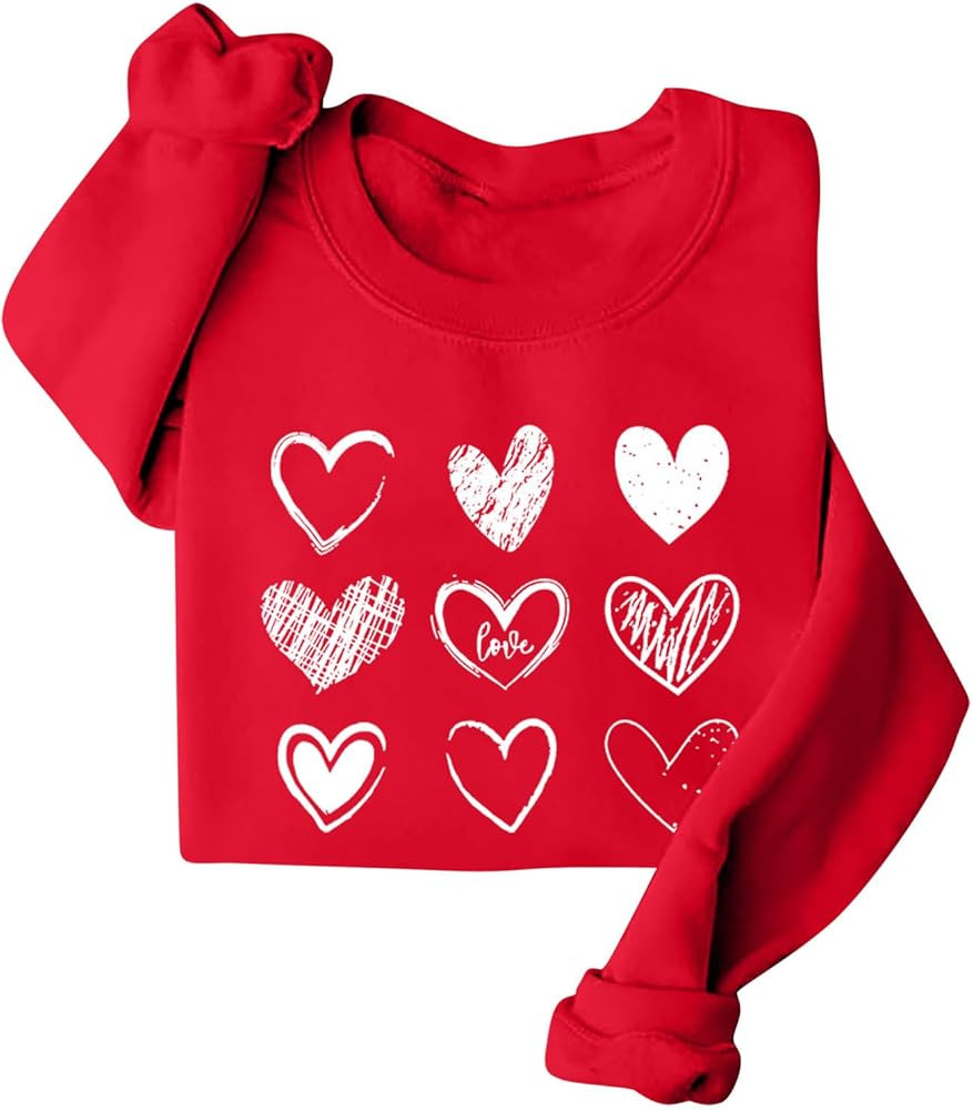 Valentine's Day Sweatshirts for Women Warm Soft Fleece Lined Love Heart Graphic Pullover Winter C... | Amazon (US)
