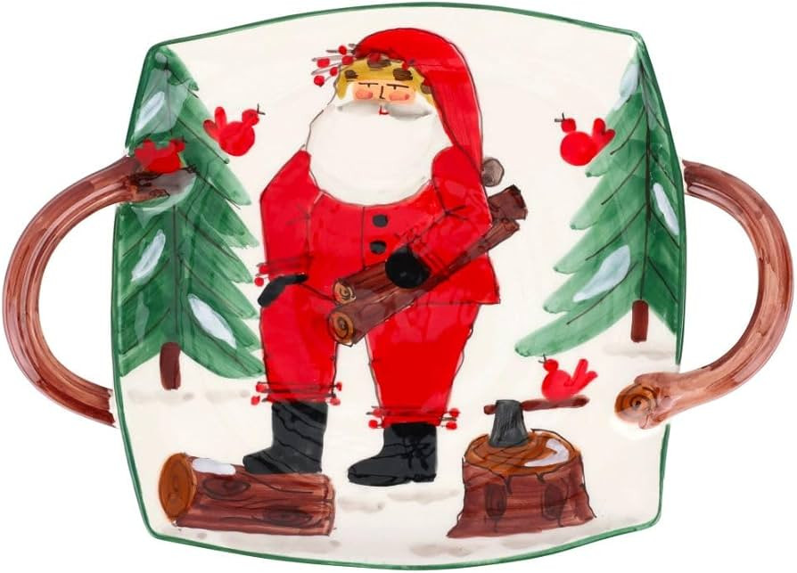 Vietri Old St. Nick Handled Square Platter, Artisan Collectible Ceramic Christmas Dish, 16.5" L, ... | Amazon (US)