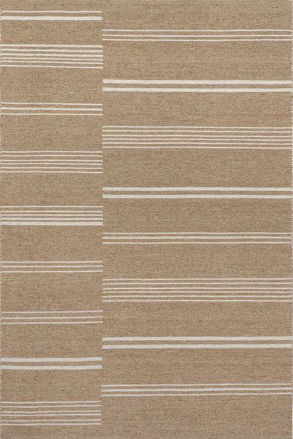 Sand Birchwood Reversible Striped Wool Area Rug | Rugs USA