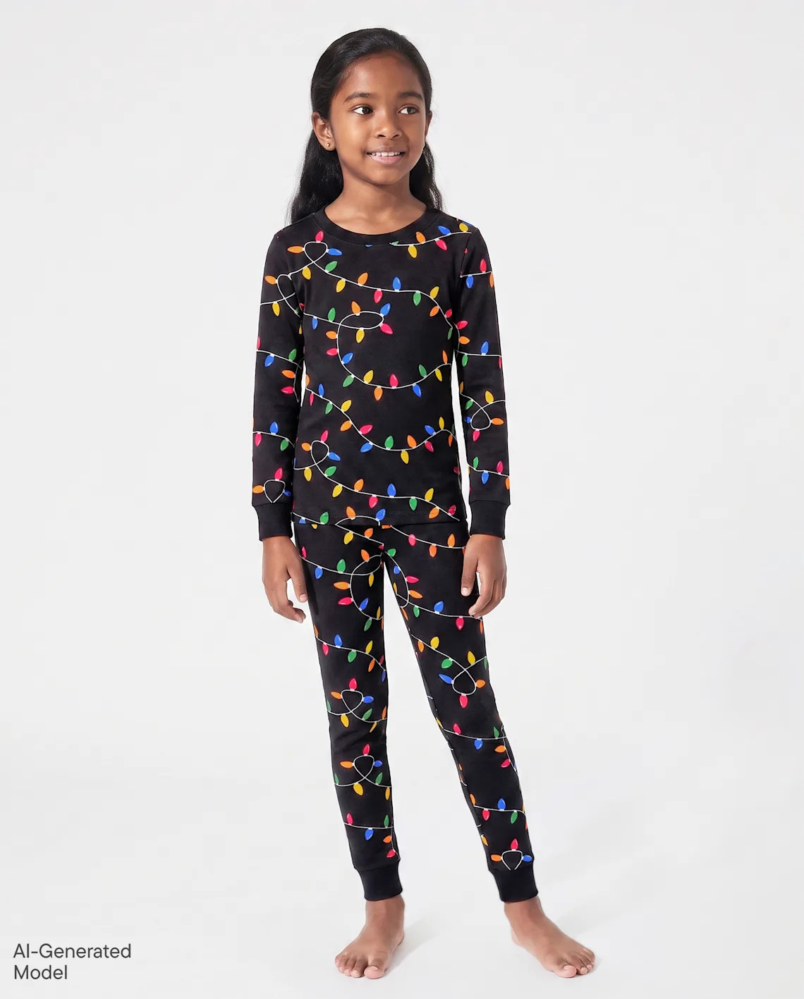 Kids Matching Family Christmas Lights Snug Fit Cotton Pajamas - black | The Children's Place