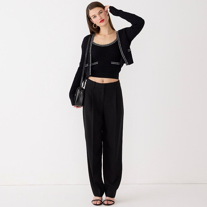 Tipped cable-knit cropped cardigan sweater | J. Crew US