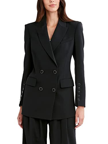 BCBGMAXAZRIA Women's Double Breasted Relaxed Blazer Long Sleeve V Neck Peak Lapel Pocket Button Jacket, Black, X-Small | Amazon (US)