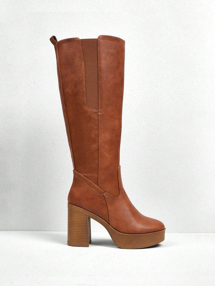 Cuccoo CUCCOO GRLICON Women's Vintage Embroidered High-Top Pointed Toe Western Boots For Christma... | SHEIN