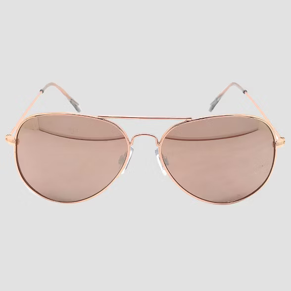 Women's Aviator Sunglasses with Rose Gold Lenses - Wild Fable™ Gold | Target