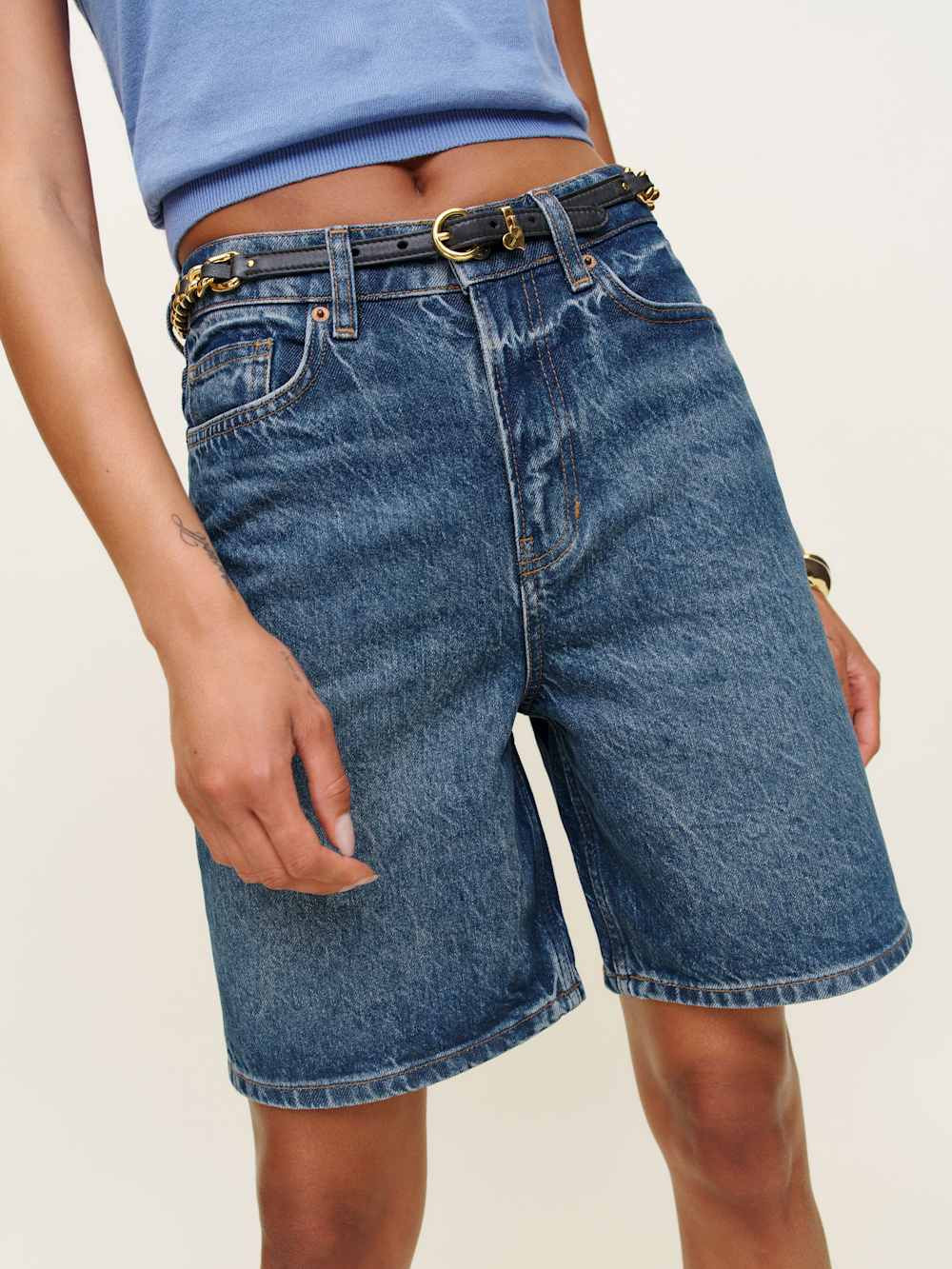 Hale High Rise 8” Jean Shorts | Reformation (Global)