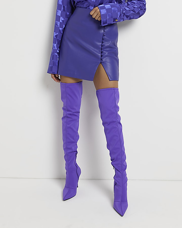 Purple over the knee heeled boots | River Island (UK & IE)
