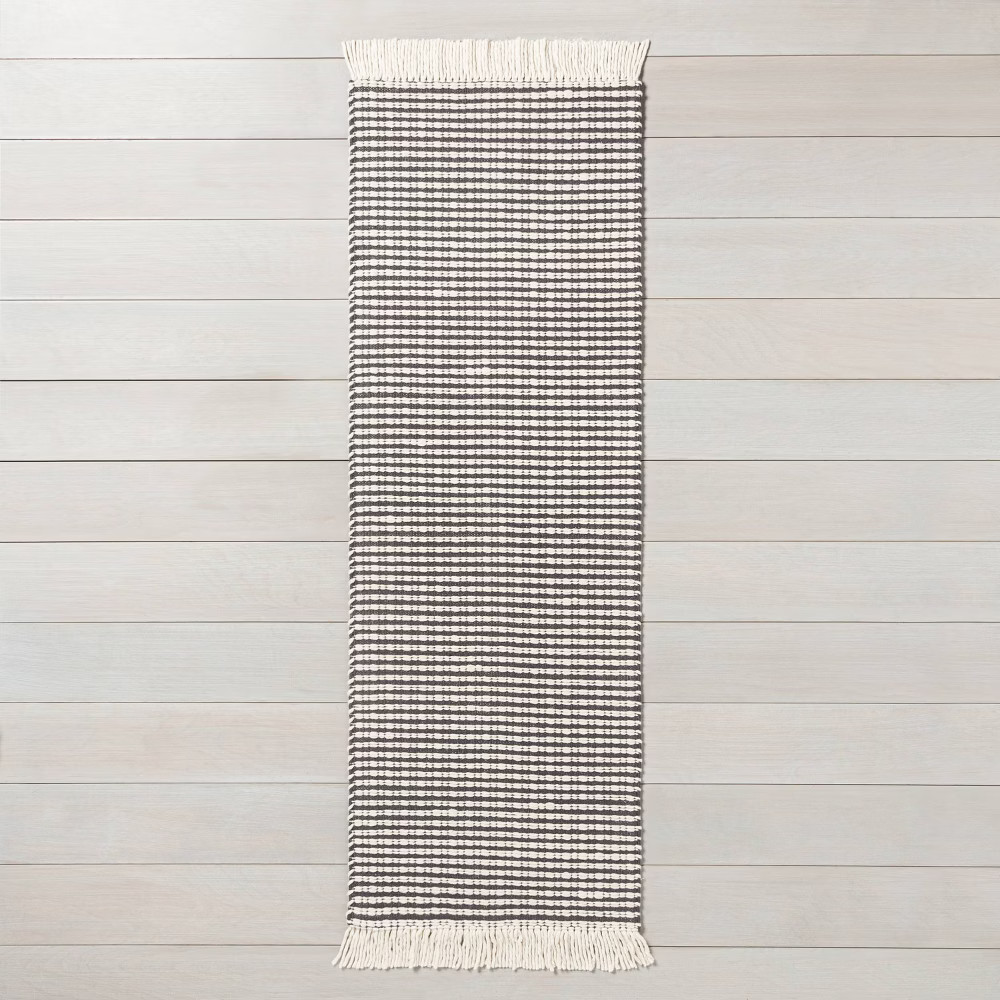 2'4"" x 7' Textured Stripe Runner Railroad Gray / Sour Cream - Hearth & Hand with Magnolia | Target