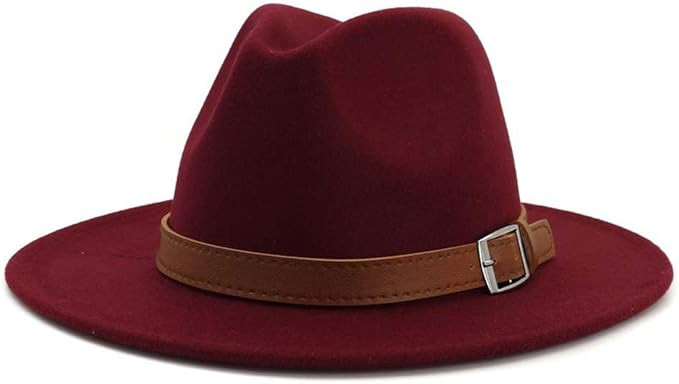 Classic Men & Women Wide Brim Fedora Panama Hat with Belt Buckle | Amazon (US)